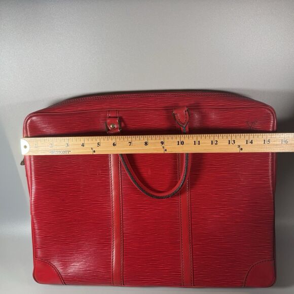 LOUIS VUITTON Porte-Documents Voyage Red Epi Leather Briefcase Bag - Picture 7 of 13